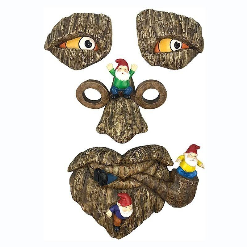 

Забавная статуэтка для украшения дерева, садовая декорация, причудливое лицо старика, статуэтка гнома, садовая декорация, изделия из смолы ярко-розовый