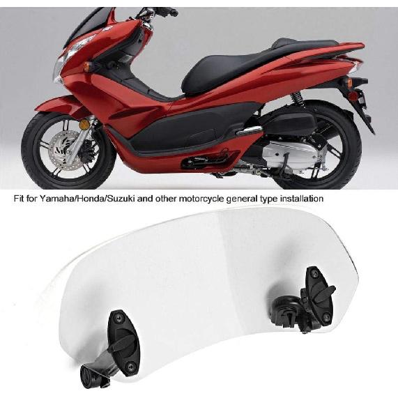 Motorcycle Windscreen Deflector, Adjustable Clip-On Transparent ABS Windshield Spoiler with Tool-Free Installation for Reduced Wind Noise & Enhanced