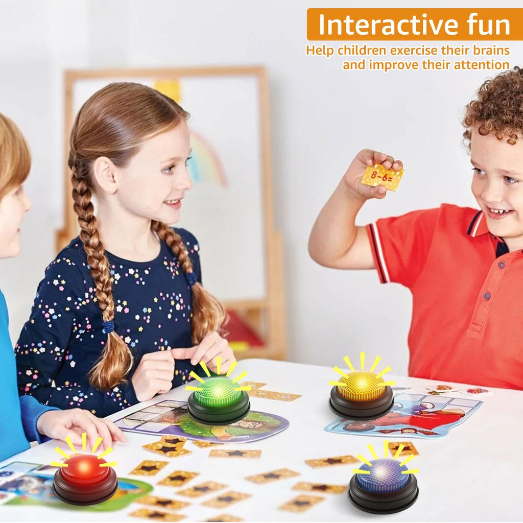 4 Pcs Answer Buzzers Game Show Buzzer Buttons Interactive Family Feud Buzzer with Lights and Sound for Party Game Show Classroom