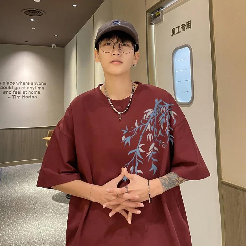 

Мужские футболки оверсайз Мужская хлопковая футболка белая 5XL Повседневная летняя одежда Модные футболки с принтом бамбука для мужчин Одежда S