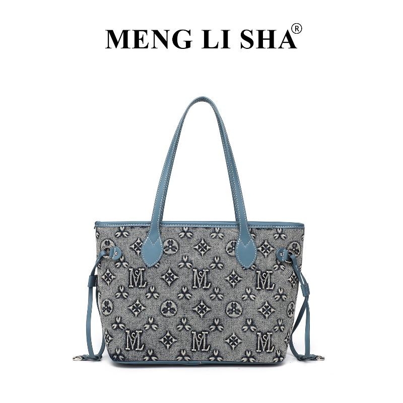 Bag Women s 2 New Stylish Simple Washed Denim Shoulder Underarm Tote Bag Commuter Large Capacity Handbag джинсовый синий