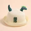Cappello di Paglia Estivo per Bambini Uomini e Donne Dinosauro Cartone Animato 3-6 Anni Carino Dinosauro 3D Tridimensionale Cappello da Pescatore