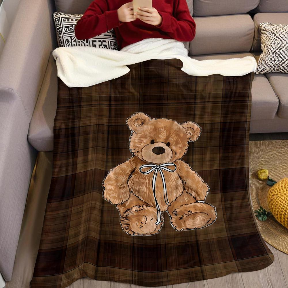 Tartan Teddy Umarmung Flanelldecke Warm Weich Halloween Weihnachten Sofa Warm Gemütlich Dekoratives Dekor Geschenk für Alle Jahreszeiten