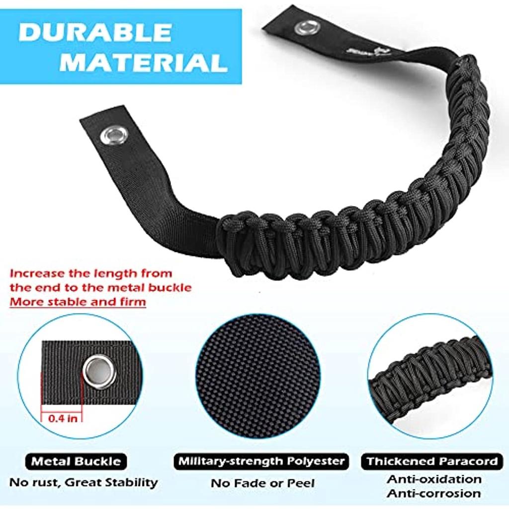 Lot de 4 poignées d'appui pour arceau de sécurité compatibles avec Ford Bronco 2021 2022 2023 2/4 porte en paracorde, accessoires d'intérieur Bronco (Ne convient pas à Bron