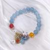 BEPAN 2023 New Pearl Agate Lucky Cat Bracelet for Women  Chinese Style Jade Pendant Simple Wild Elastic Rope Crystal Beads Jewelry