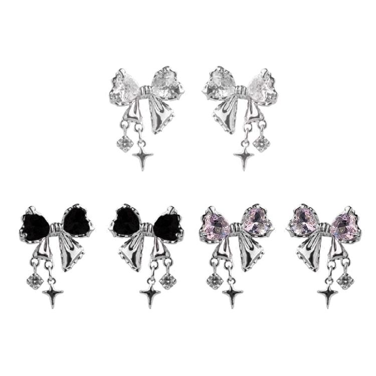 Bowknot Zircon Stud Earrings Fashion Piercing Earrings Simple Ear Stud for Women