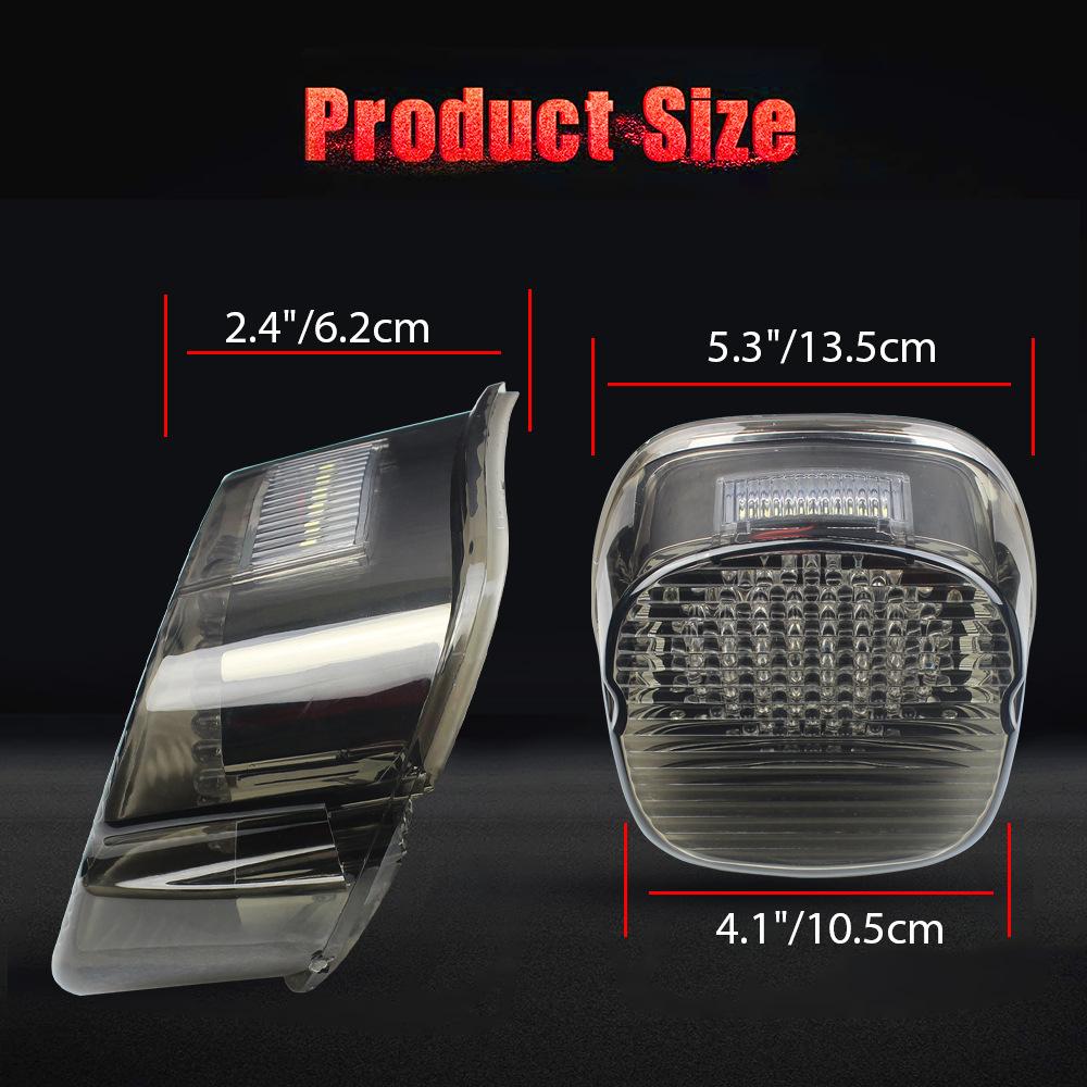Smoked LED Tail Light for Motorcycle, Rear Taillights with Brake, License Plate Lights, Harley FLST, FXSTB, FXST