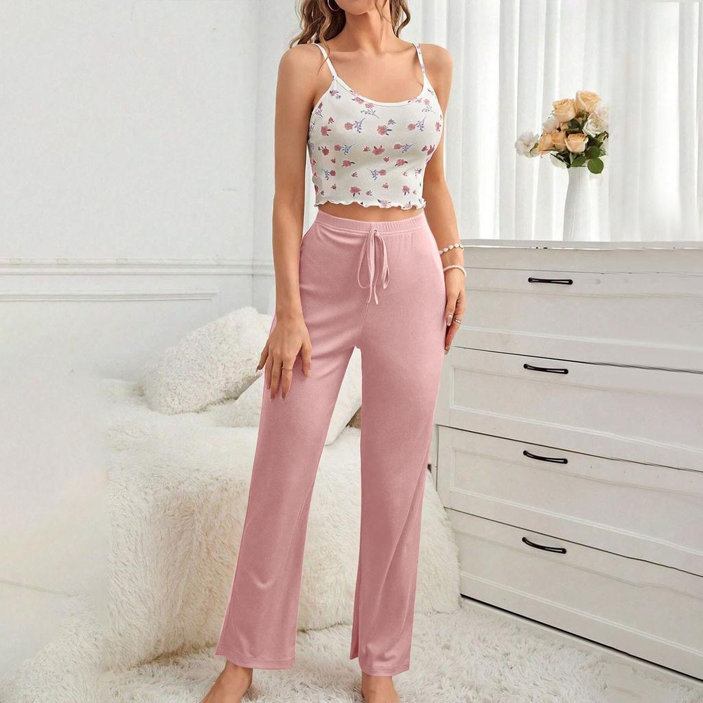 Women's Home Leisure Two-Piece Set Soft And Comfortable Summer Outdoor Pajamas Set