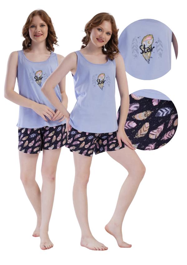 Damenpyjama Vienetta 3XL Trägershorts Baumwolle Locker Bequem