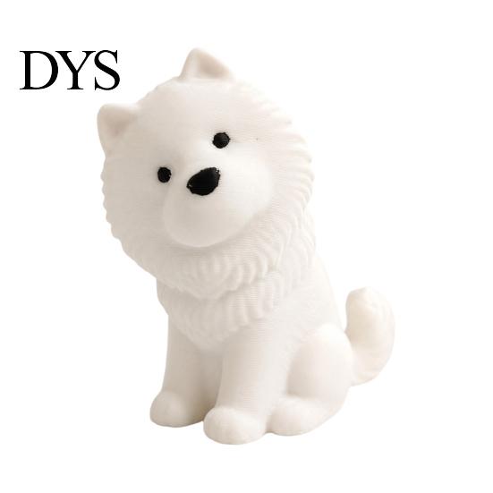 Cute Puppy Room Decor Sitting Samoyed Dog Figurine, 3D Printed Smiling Statue, Healing Compact Shelf Figurine Animal Desktop Ornament for Home