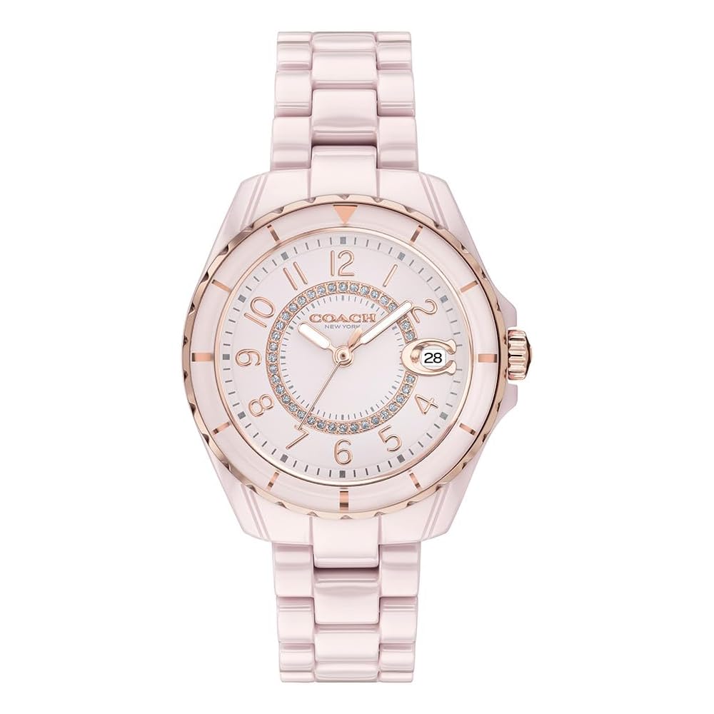 Coach Preston Women s Watch Pink Dial Ceramic Strap 14503463