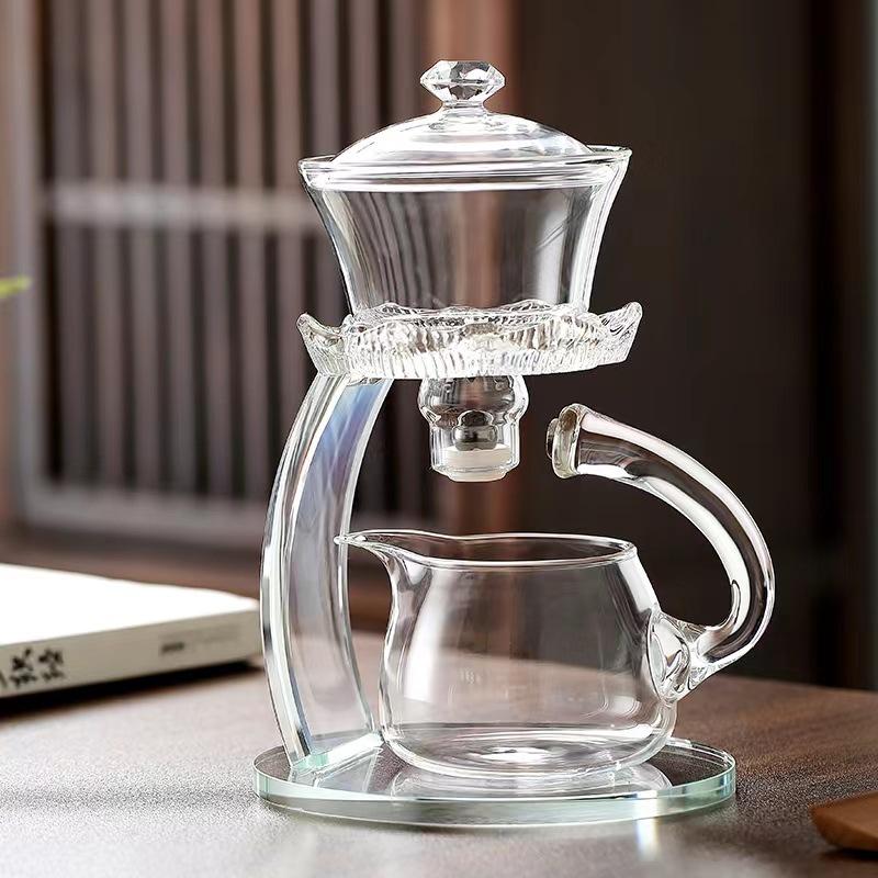 Lotus Fully Automatic Glass Kung Fu Tea Set Creative Tea Maker Simple Lazy Tea Maker for Home Use Teapot прозрачный
