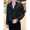 Spring Autumn Fashion Turn-down Collar Long Sleeve Polka Dot Blouse Men's Clothing Casual Korean Button Trend Simplicity Shirts