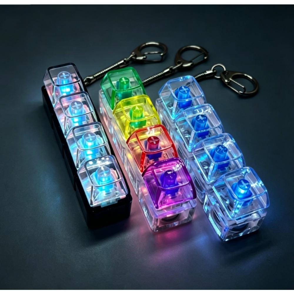 Beleuchtet LED Tastatur Schlüsselanhänger Fidget Spielzeug Clicker Sensorisches Spielzeug Stressabbau für Tastatur Schlüsselanhänger Fidget Gadget für Erwachsene Spielzeug