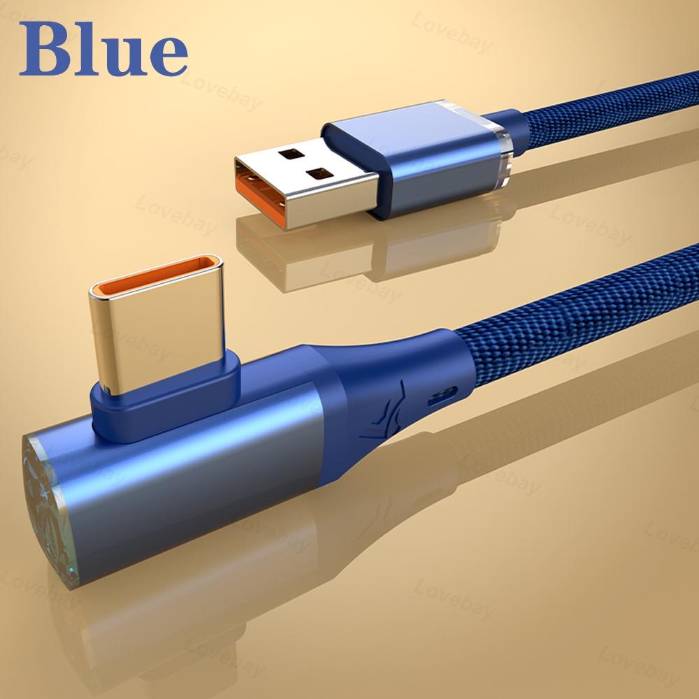 120W USB Type C Cable Super Fast Charging 180° USB C To C USB Cable Quick Charge For Iphone 15 Huawei Samsung Game Data Cable 2M