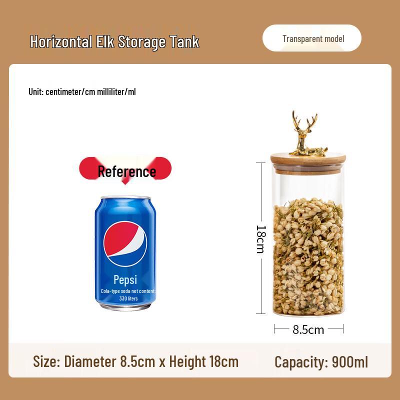AQ Elk High Borosilicate Glass Sealed Storage Jar 8.5*18cm, 900ml