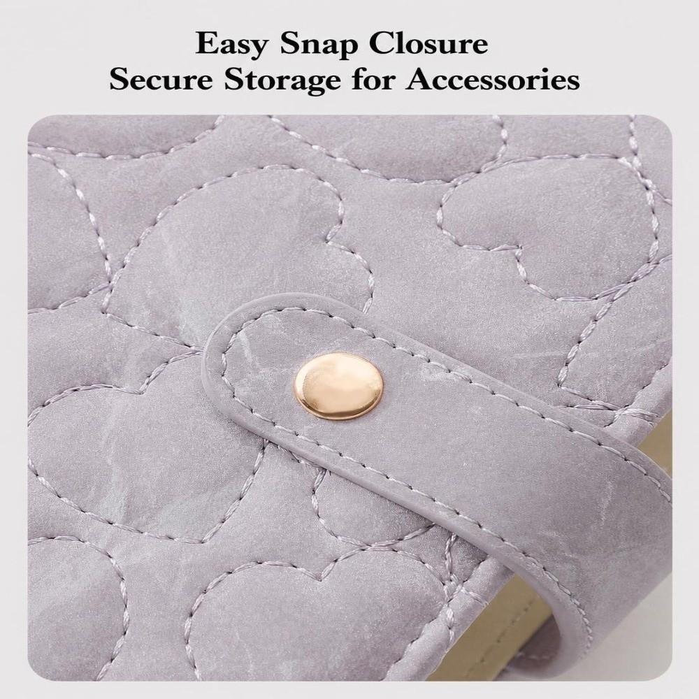 with Snap Button Jewelry Storage Book PU Leather Storage Bag Portable Jewelry Organizer  Travel