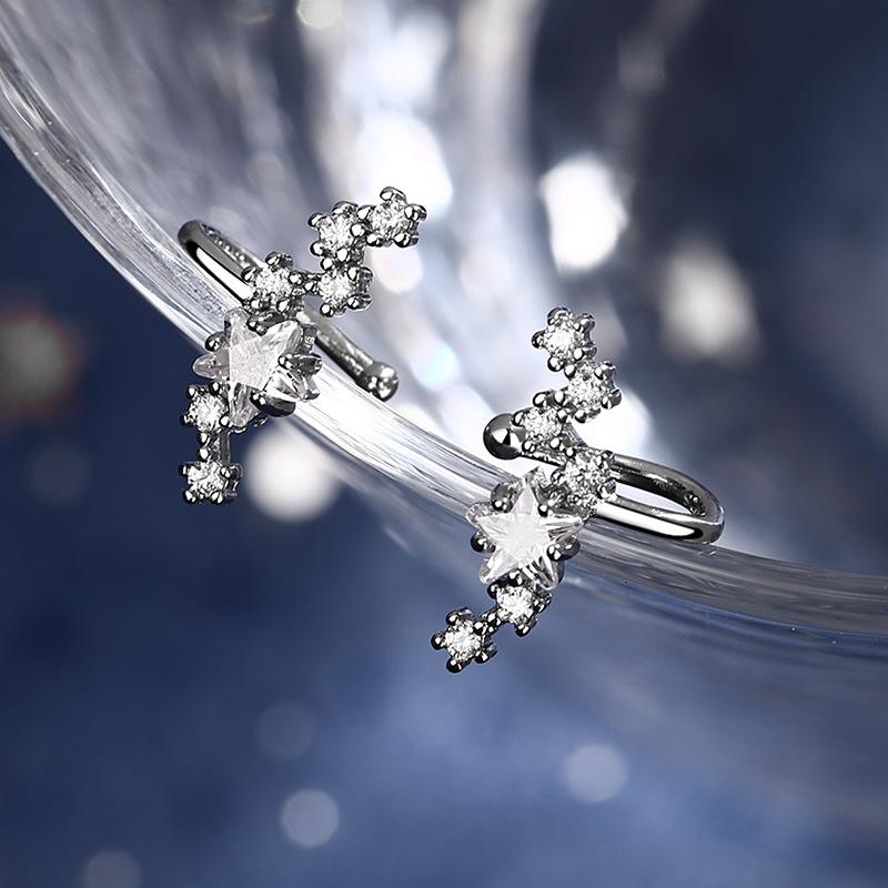 ANENJERY Cercei cu manșetă a urechilor cu stea pentru femei Cercei cu agrafă din zirconiu Bijuterii la modă pentru fete