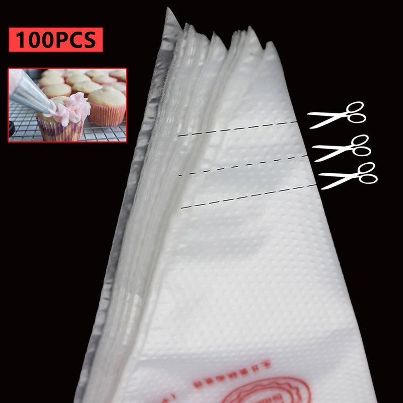 New 100Pcs/Pack 3 Size Disposable Piping Bag Icing Fondant Cake Cream Decorating Pastry Tip Tool