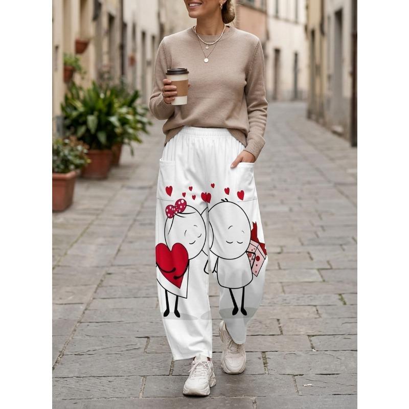Women's Standard Size Fashion Trendy 3D printing oom Print Wide-Leg Pants, Comfortable and Suitable for All Seasons