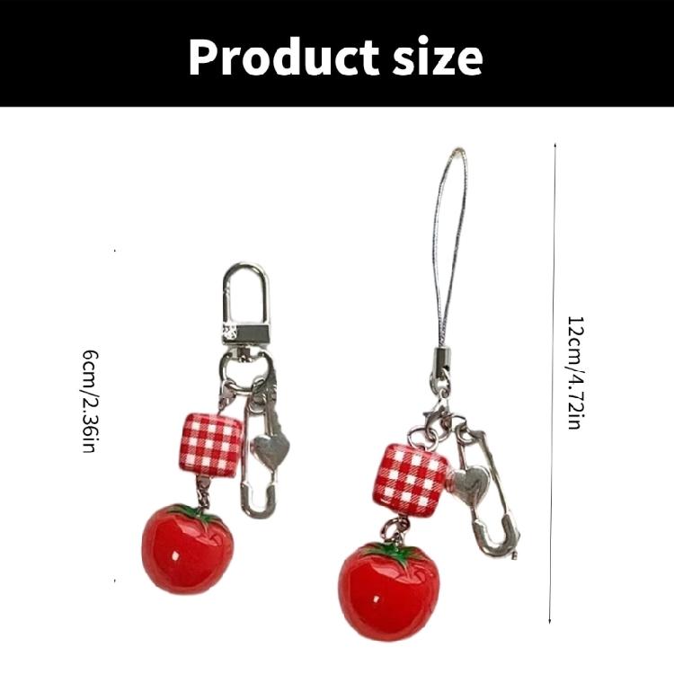Trendy Tomato Keychain Decorations Delicate Alloy Tomato Cellphone Charm Portable Hangings Decoration for Bag Purse