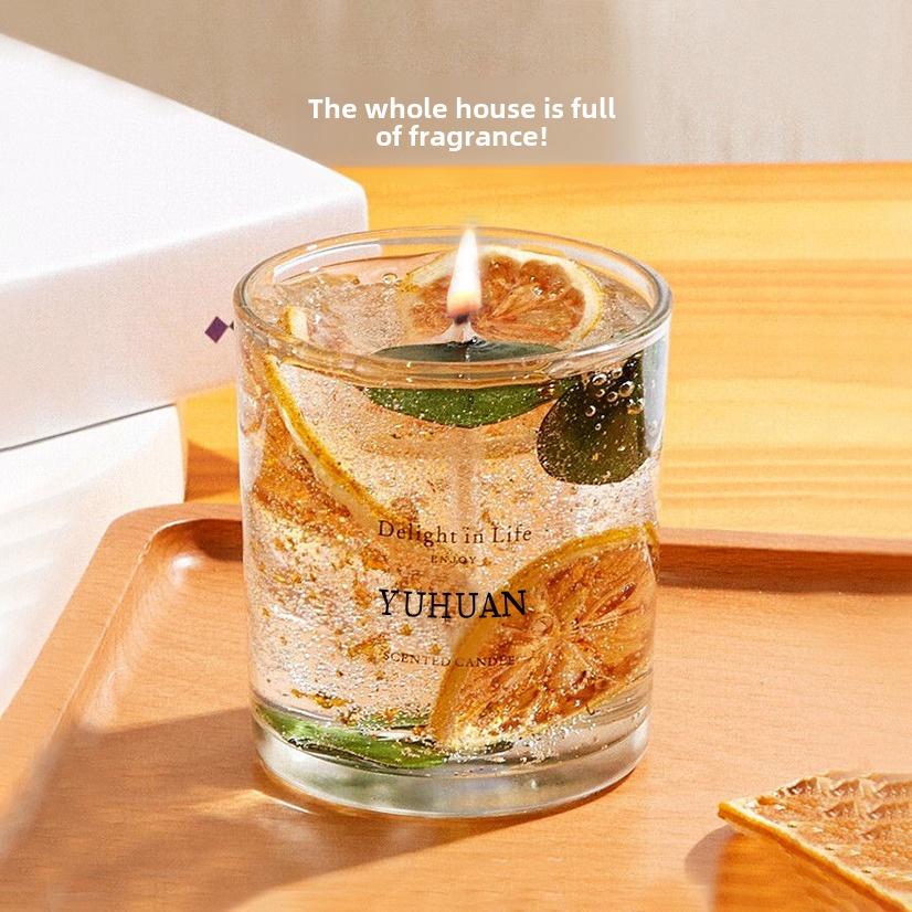 DIY Real Flower Jelly Scented Candle Cup - Creative Souvenir Gift for Girls' Bedroom with Long-Lasting Fragrance.