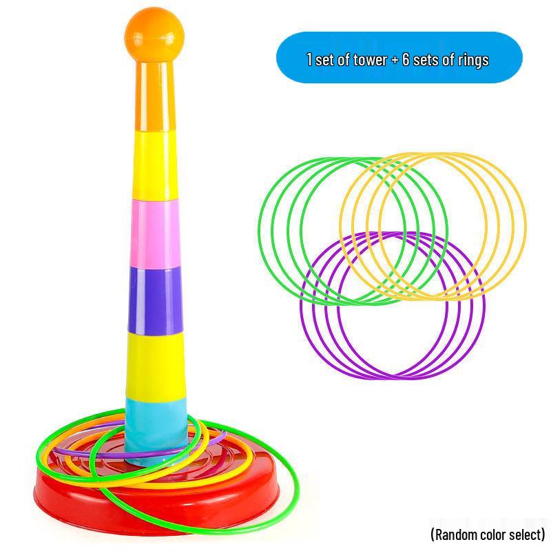 Jogo Interativo de Lançamento de Argolas para Crianças: Brinquedo de Empilhar Anéis de Plástico Pai-Filho para Diversão na Rua e no Mercado Noturno