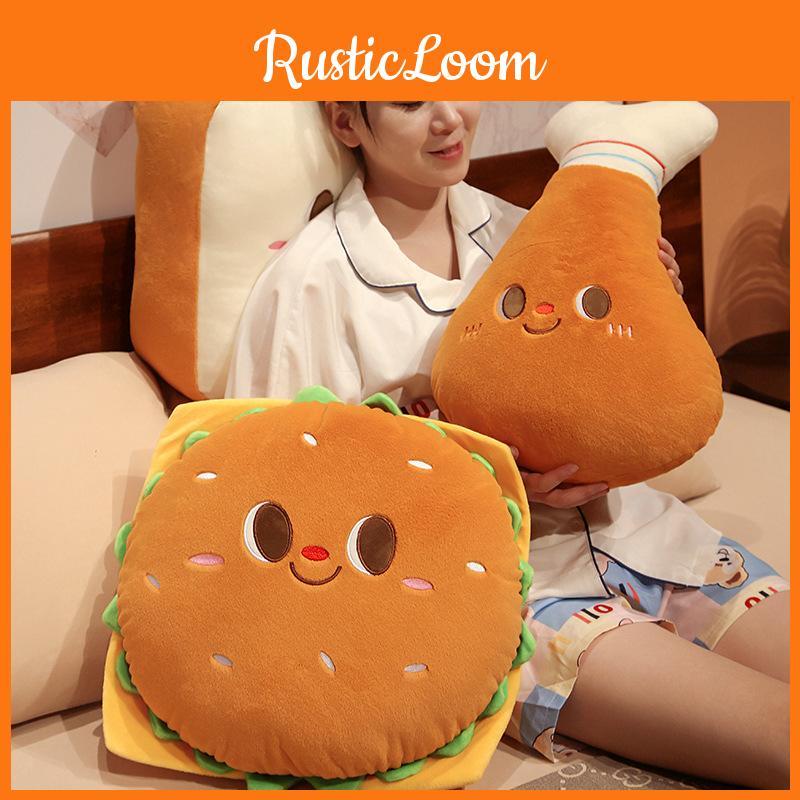 Hamburger Chicken Creative Leg On Toast Plush Toy Cute Girl Cushion Sleeping