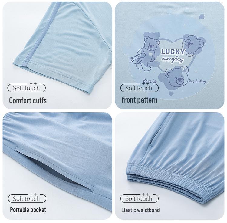 Men's Modal Short Sleeve Pajama Set - Lightweight Summer Loungwear, Loose Fit, Plus Size 200 Jin