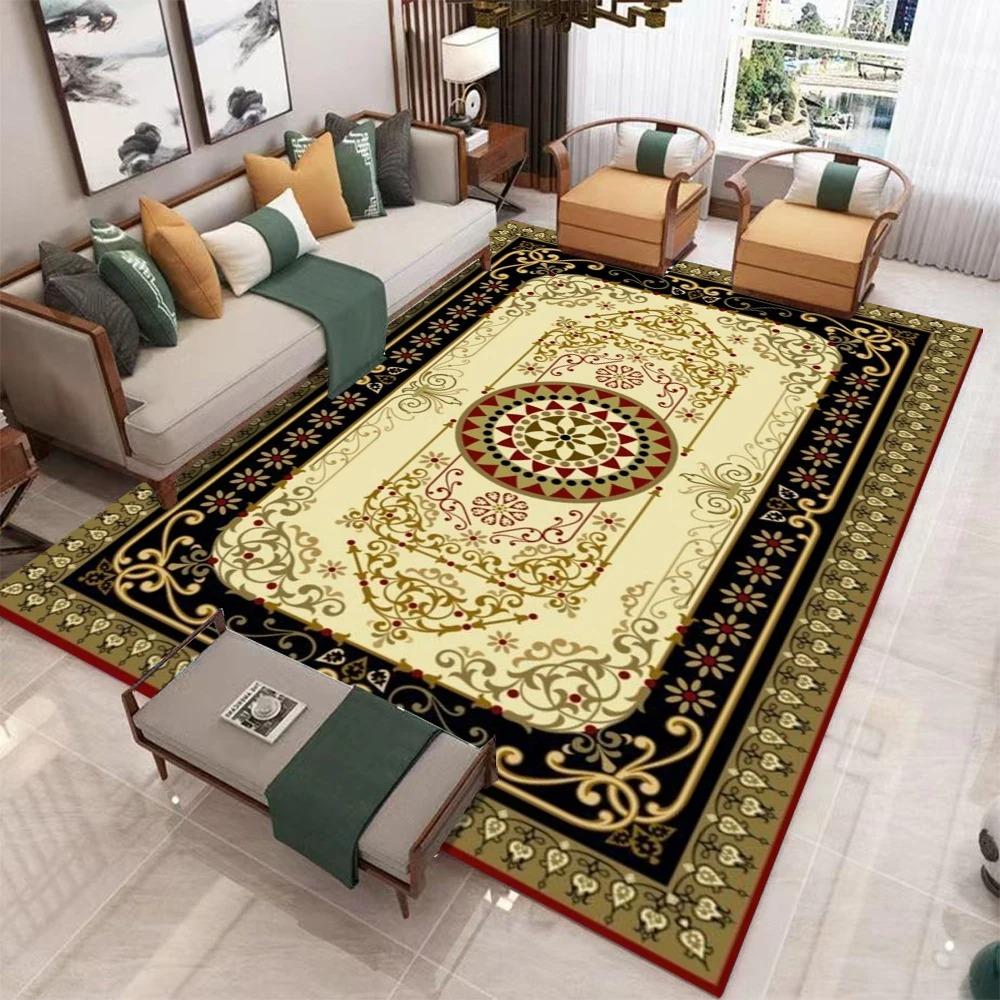 Red Gold Black Traditional Persian Rug Durable Floor Mat for Living Room Bedroom Classic Luxury Home Decor Carpet
