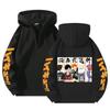 Felpa con cappuccio e zip corta Haikyuu Anime Vestibilità larga Manica lunga con cappuccio per uomo donna