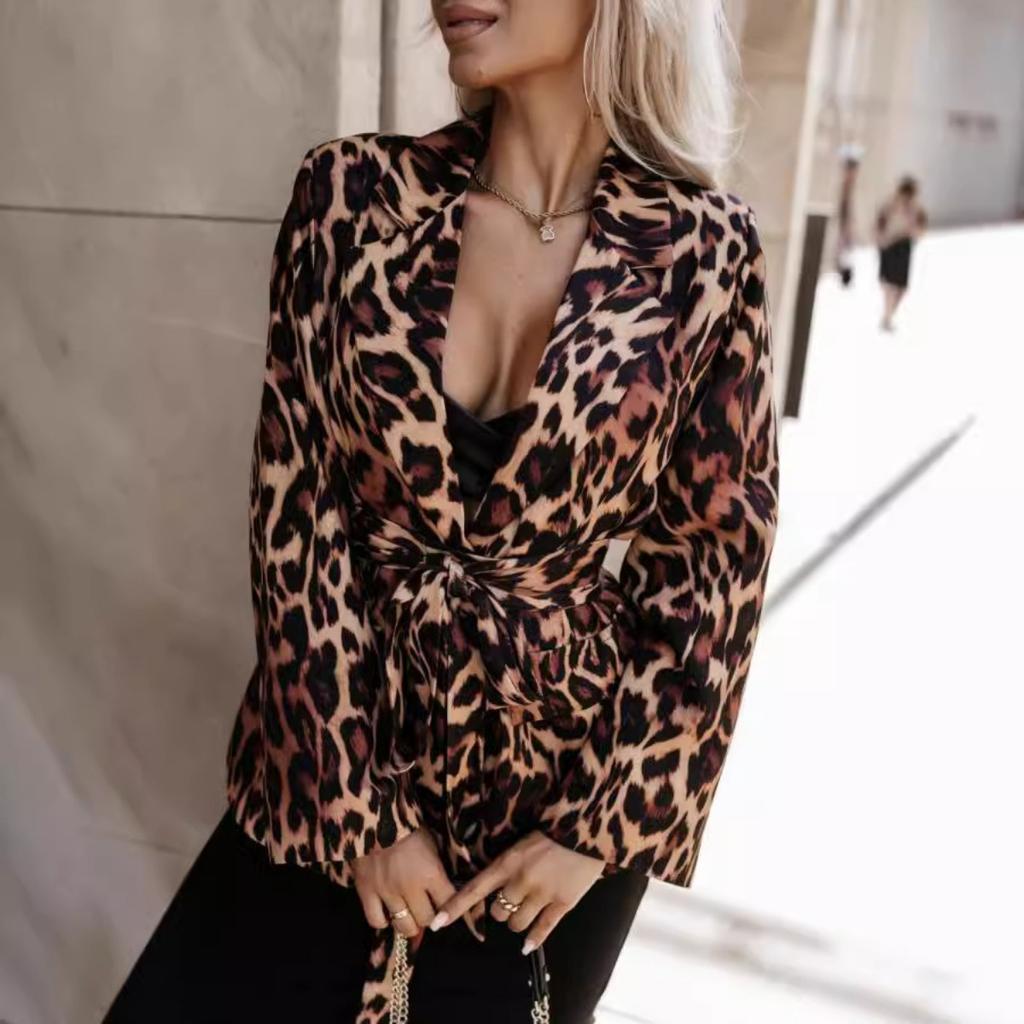 Sacou Casual Nou cu Imprimeu Toamnă Iarnă, Top Outerwear pentru Femei Stil European American pentru Moda Transfrontalieră