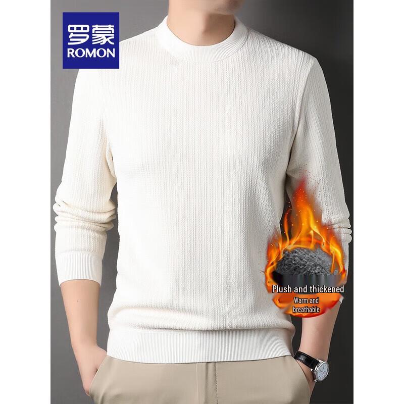 ROMON Men's Waffle Knit Fleece Lined Sweater