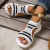 Women's Platform Comfort Casual Sport Sandals 2025 Open Toe Mesh Cloth Breathable Soft Sole Anti-slip Wear-resistant Flat Shoes