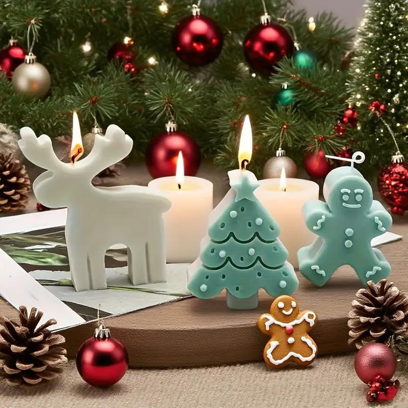 4Pcs Christmas Silicone Candle Molds Set - Reusable, Soft Easy-to-Release Craft Molds for Aromatherapy Candles Handmade Soaps