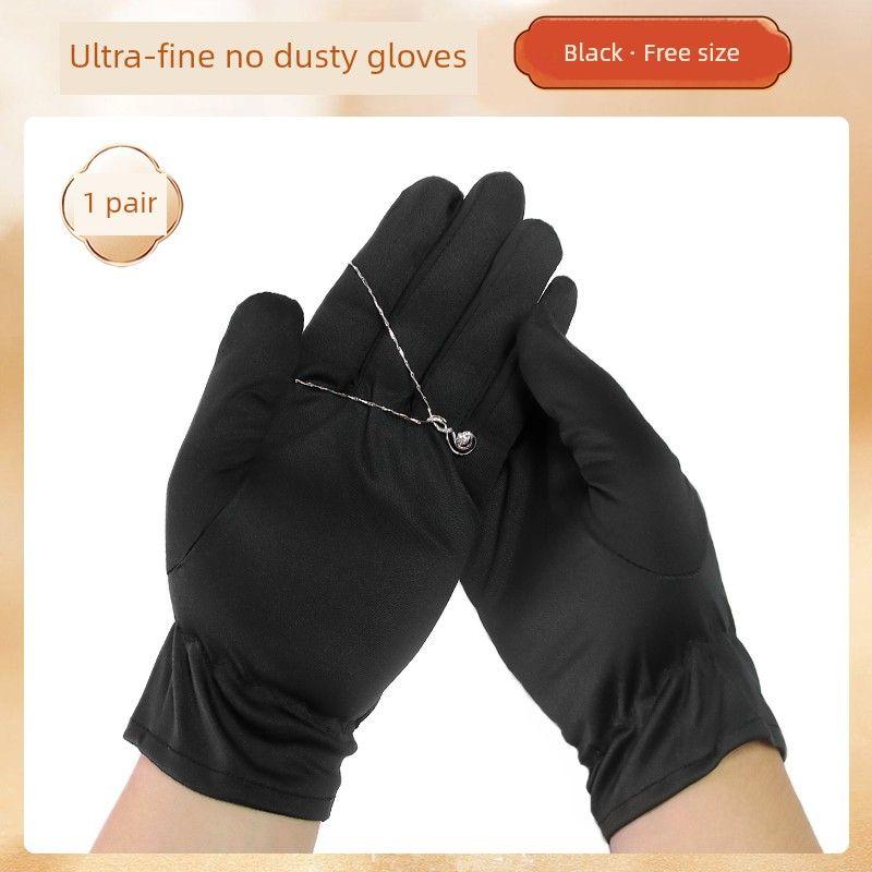 

Jewelry Gloves White Spandex Lycra Elastic Thin Gold Store Clock Cabinet Sister Female Shopping Guide Etiquette Work Special Black [free size: elastic mouth] 1 pair One size