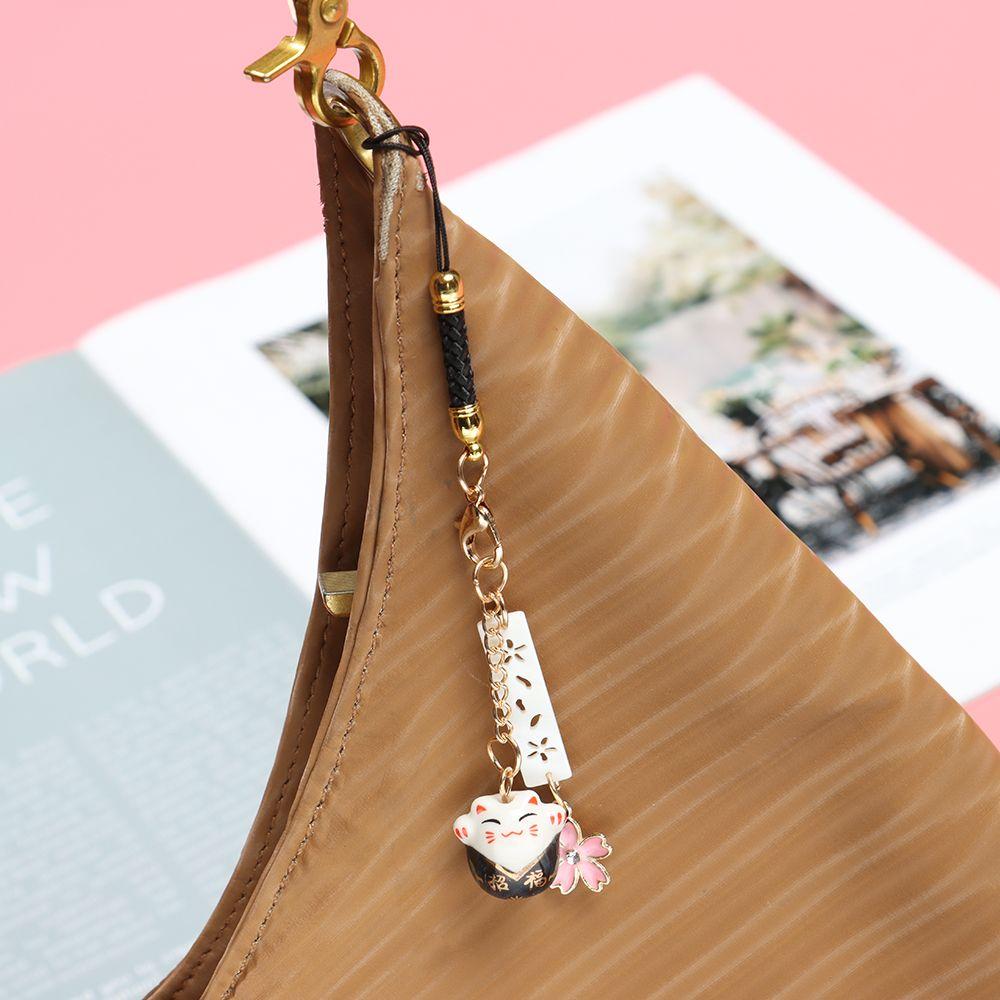 Hang Rope Keychain Wrist Rope Sakura Lucky Cat Phone Lanyard Anti-lost Lanyard Phone Strap Lanyard