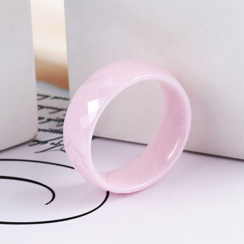 Koreanischer Modeschmuck Rhombus Keramik geschnitzter Unisex Ring, 8mm Personalisierter Schmuck
