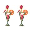 Amazon Popular Juice Cup Creative Accessories European and American Cocktail Glass Bottle Shape Jewelry Girl Earrings Earrings