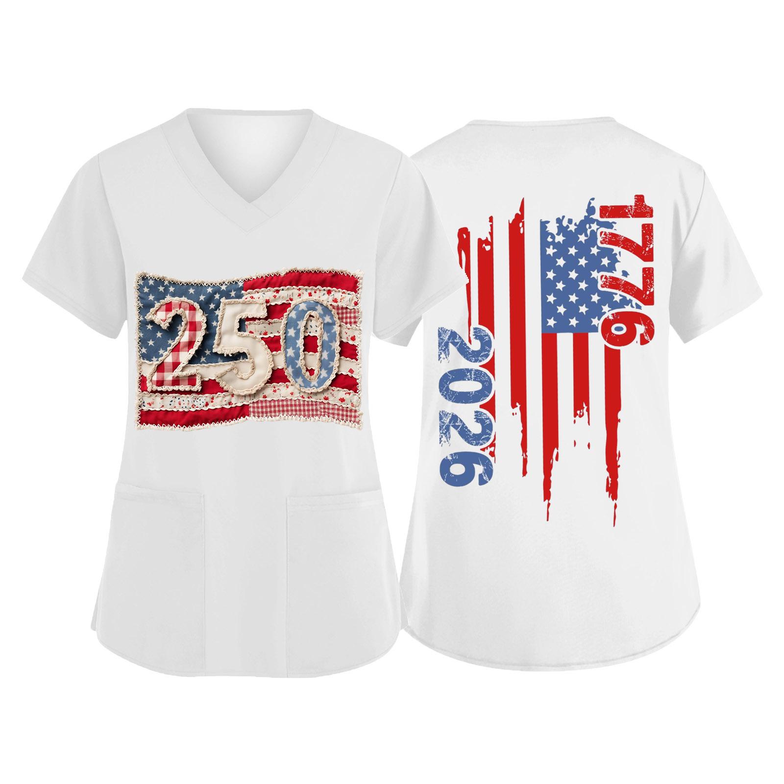 

Женская мода V-образный вырез короткий рукав комбинезон с карманами принт топы одежда XXL белый