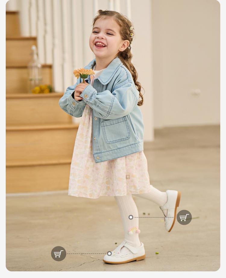 Davidella Girls' Long-Sleeved Dress for Spring