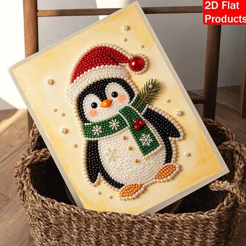 Christmas Pearl Painting Kit Handmade DIY Penguin Scarf Home Decoration Painting