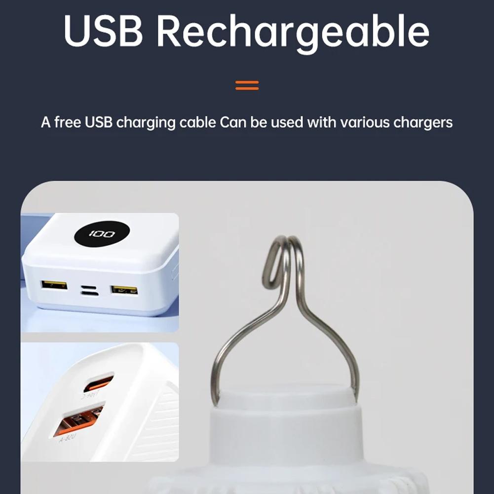 Luce LED Ricaricabile USB per Campeggio Lanterna da Tenda Dimmerabile con Gancio Lampada di Emergenza Portatile per Mercato Notturno Stradale Escursionismo
