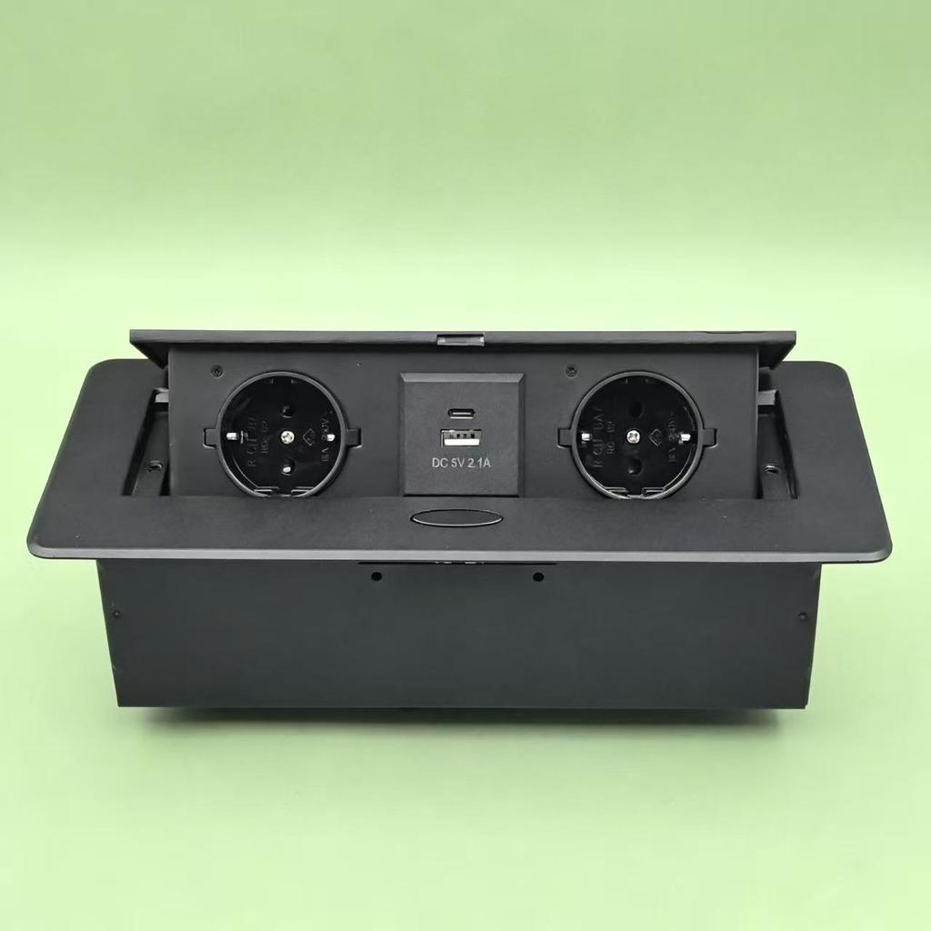 Slow Rise Pop-Up Hidden EU Power Multimedia Socket for European, American, and German Standard USB Conference Tables