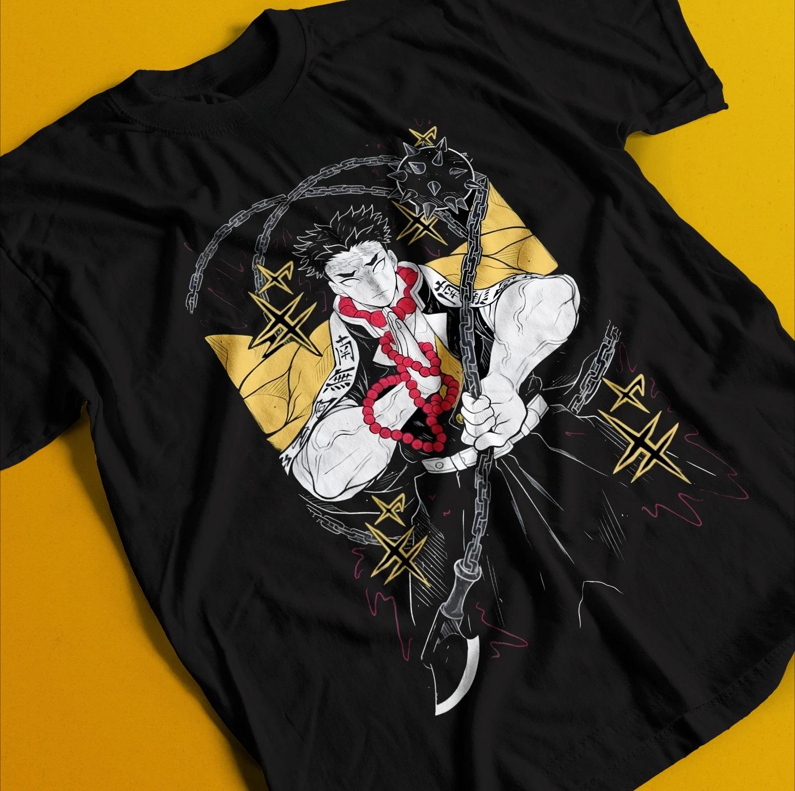 Demon Slayer Shirt Stone Hashira Tshirt Gyomei Himejima TShirt Muzan Tanjiro Summer Unisexs and Womens Breathable Tshirt Top S