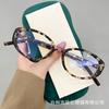 New oval frame TR ultra-light R letter decorative anti-blue flat mirror can be equipped with myopia glasses frame