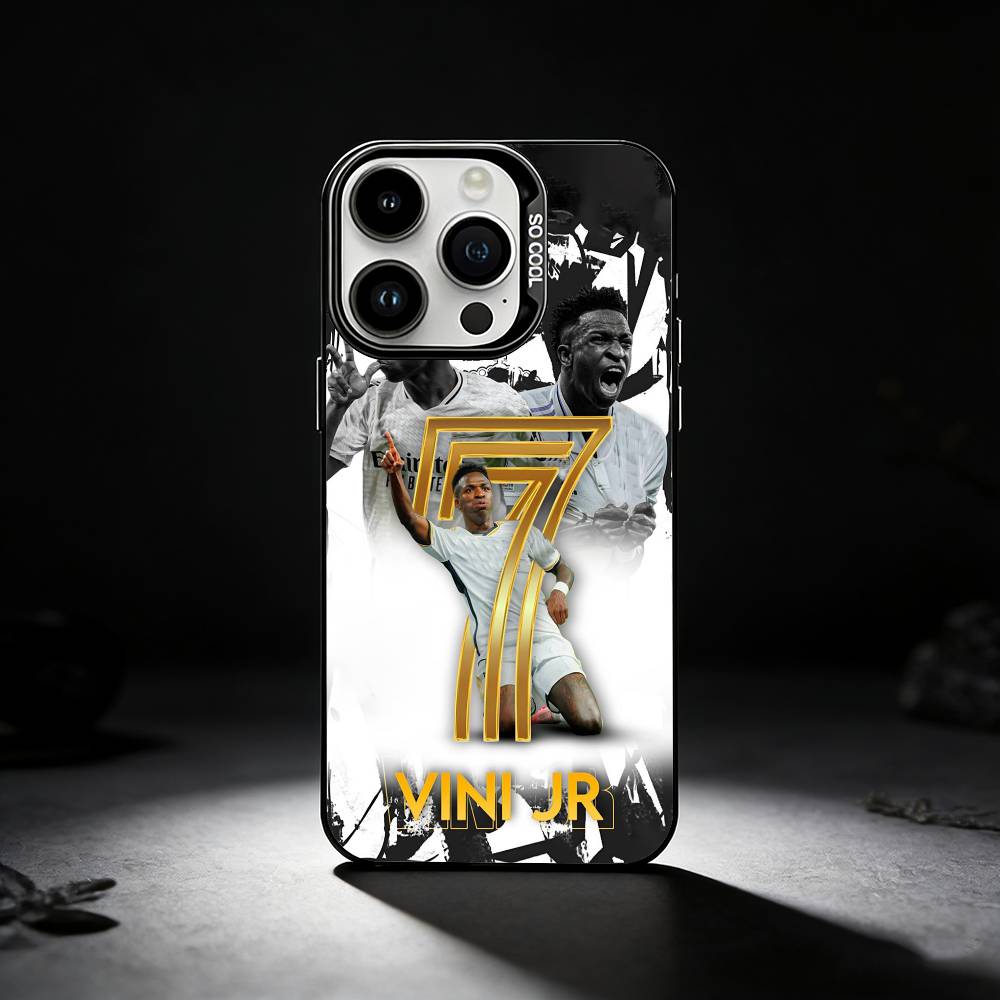 Football Player V-VINI J-JR Phone Case For iPhone 17,16,15,14,13,12,11 Plus,Pro Max,XS,Colored silver phone case