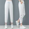 2024 Sports Minimalist Casual Fashion Drawstring High Waisted Loose Oversize Straight Ice Silk Ankle Tied Harlan Pants for Women