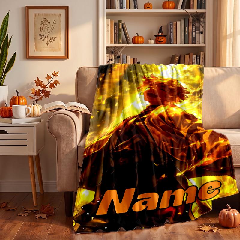 Zenitsu Custom Flannel Blankets Soft Warm Cozy Throws for Home Decor Holiday Gifts
