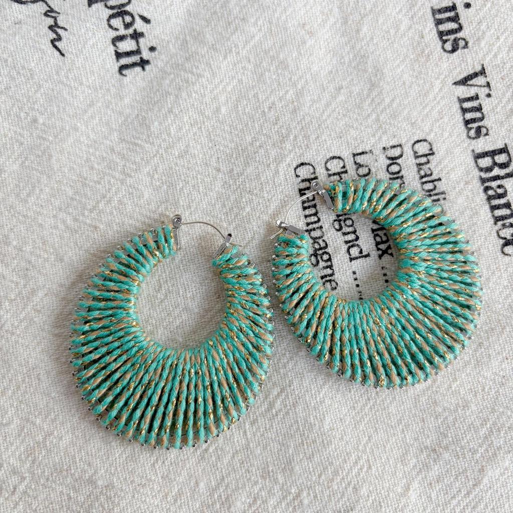 2025 Colorful Braided Wire Earrings: 925 Silver Needle, Niche Design, Light Luxury, European & American Retro Style.